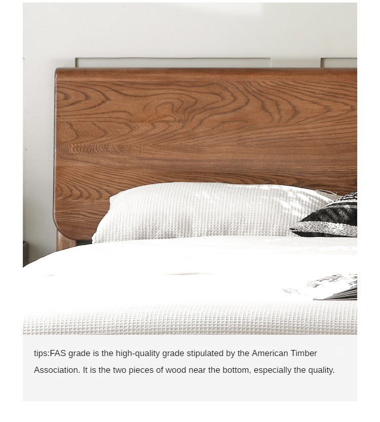 Ash, Oak solid wood bed Nordic modern simple bed