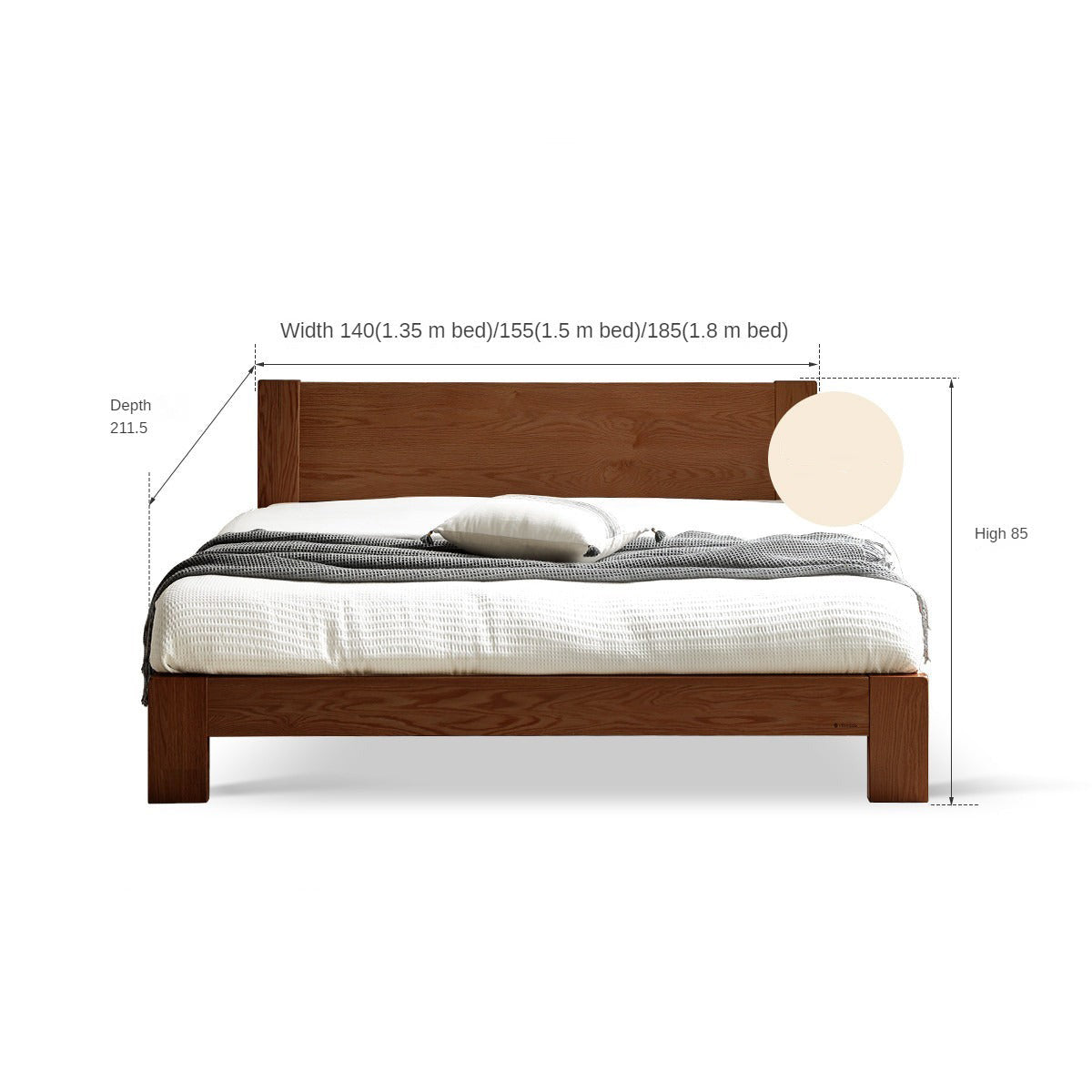 Oak, Rubberwood Solid Wood Bed - SPECIAL PRICE