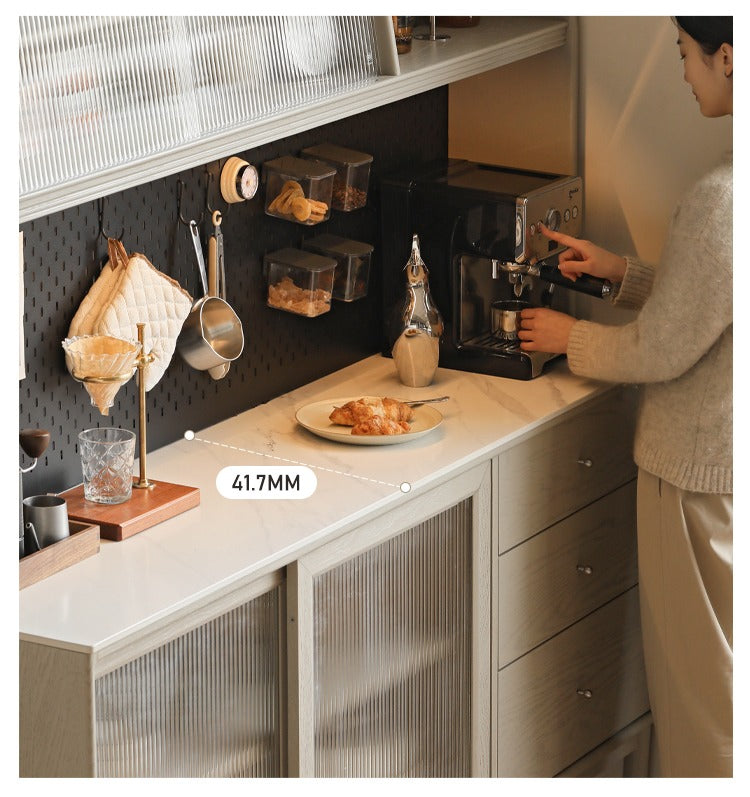 Oak solid wood slate sideboard kitchen multi-functional light luxury wind tunnel hole board "