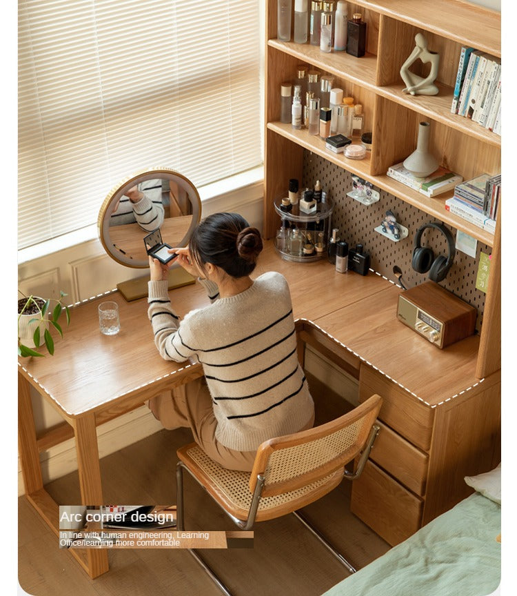 Oak solid wood computer desk with drawer