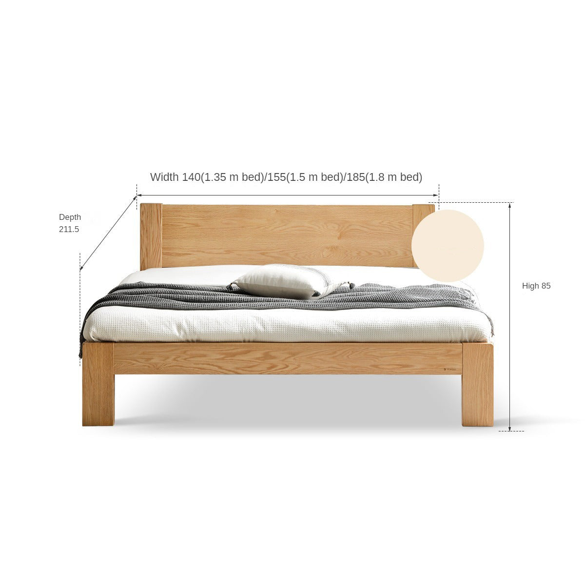 Oak, Rubberwood Solid Wood Bed - SPECIAL PRICE