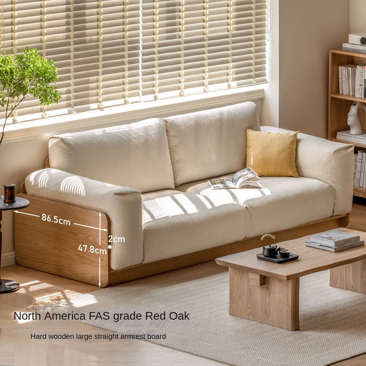 Oak Solid Wood Modern Floor Straight Sofa