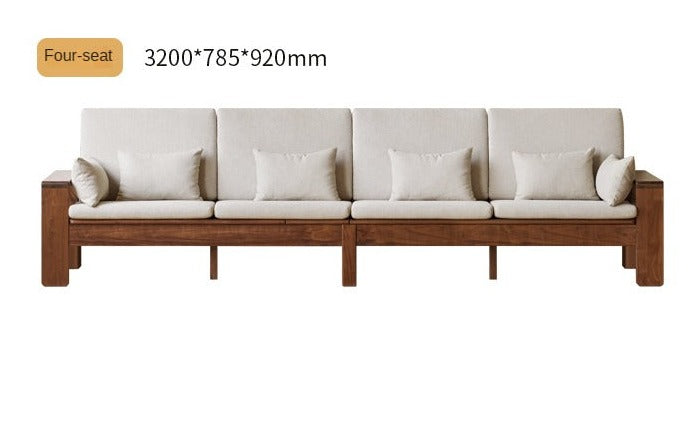 Black Walnut Solid Wood Fabric Sofa Nordic Dual-purpose Sofa+