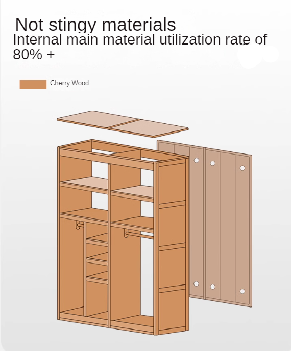 Cherry Solid Wood Middle Ages Skeleton Line Large Wardrobe