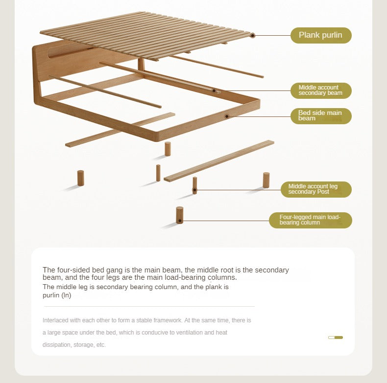 Oak Solid Wood Suspension Luminous Bed