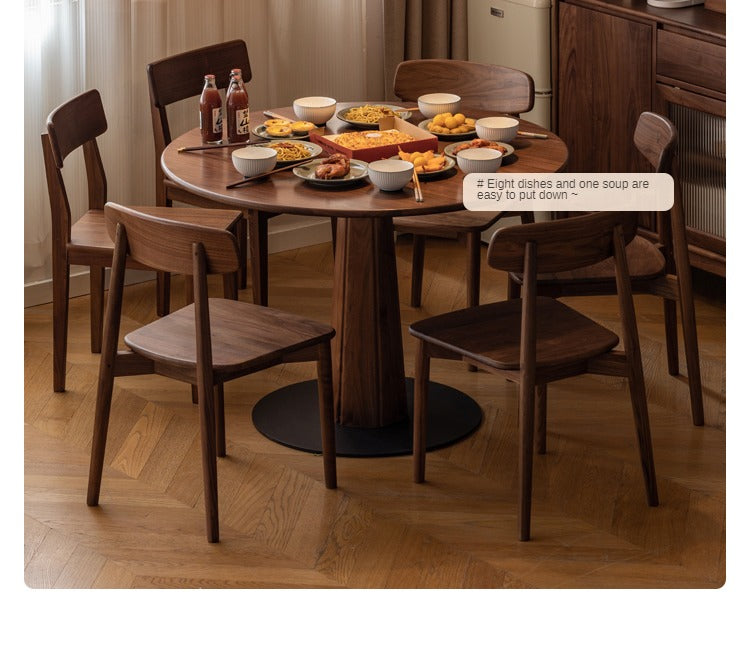 Black walnut solid wood round dining table