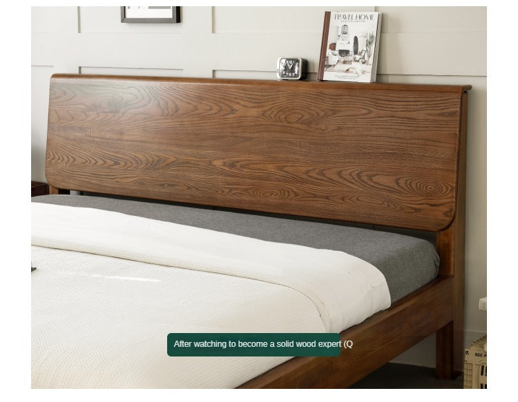 Ash, Oak solid wood bed Nordic modern simple bed<