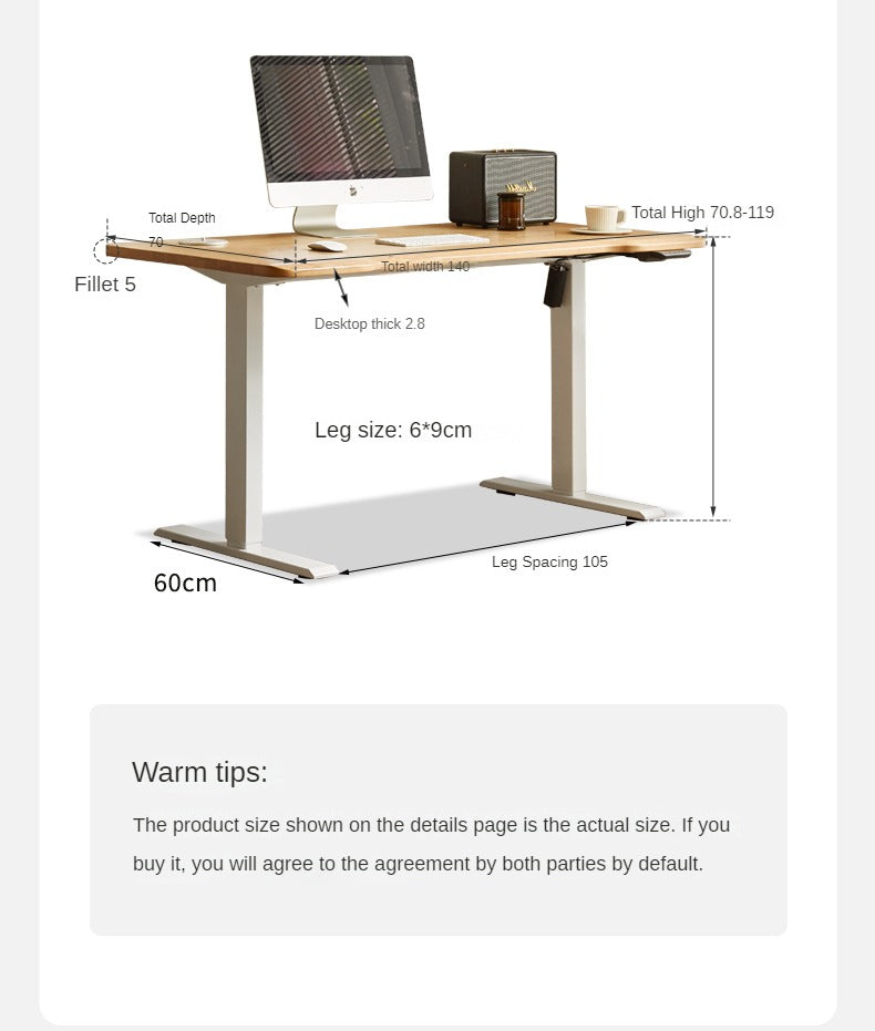 Ash, Black Walnut, Cherry solid wood smart electric lift table