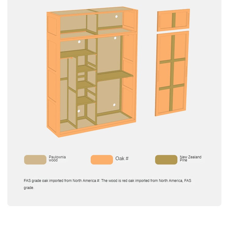 Oak Solid Wood Sliding Door Wardrobe