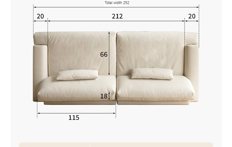 Genuine leather sofa, cream, top layer cowhide down sofa+
