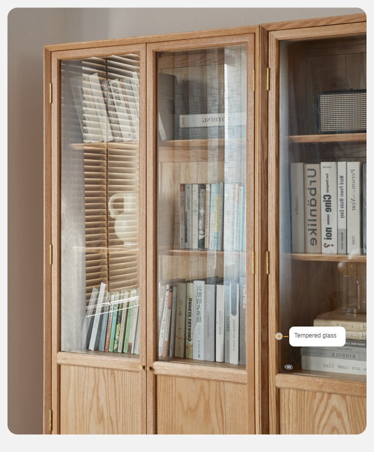 Oak solid wood bookcase glass door"-