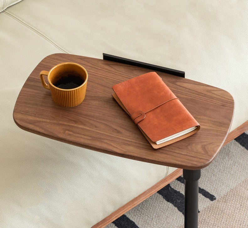 Black walnut solid wood liftable rotating side table