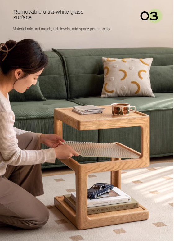 Oak Solid Wood Corner Square Side Table