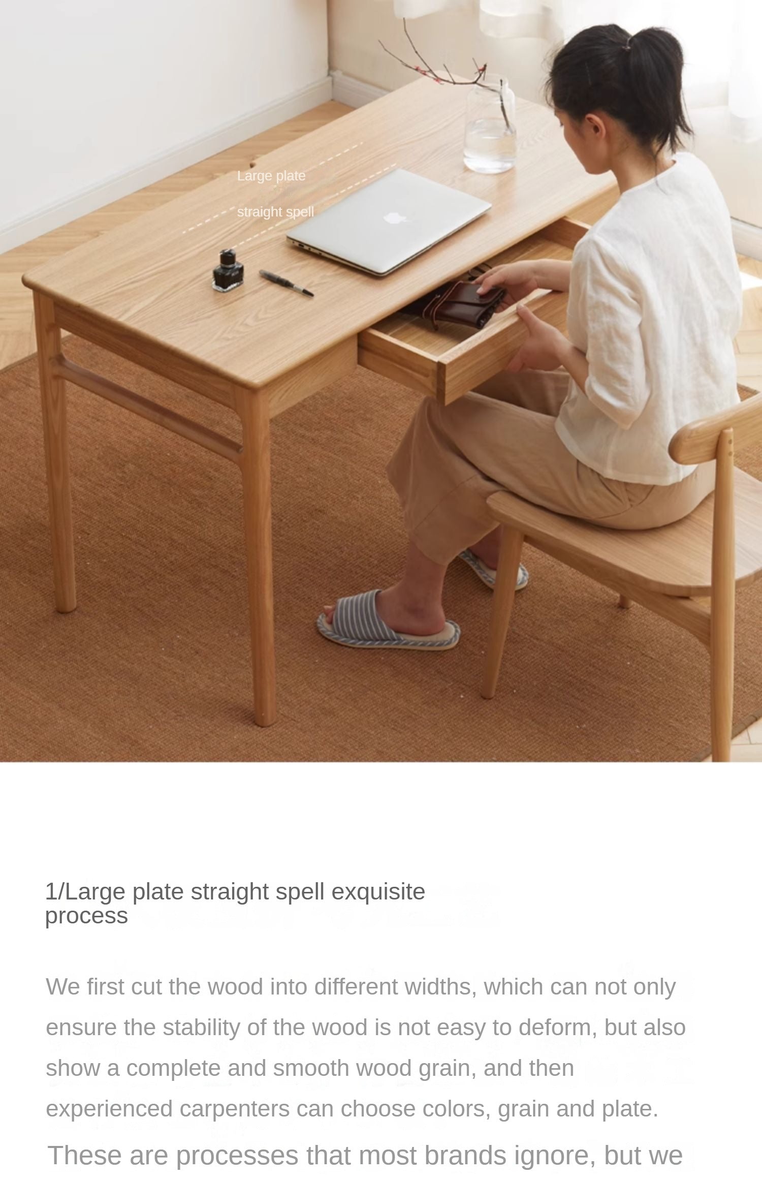 Ash solid wood minimalist modern computer desk