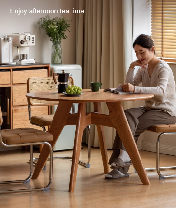 Cherry Wood Solid Wood Retro Dining Table