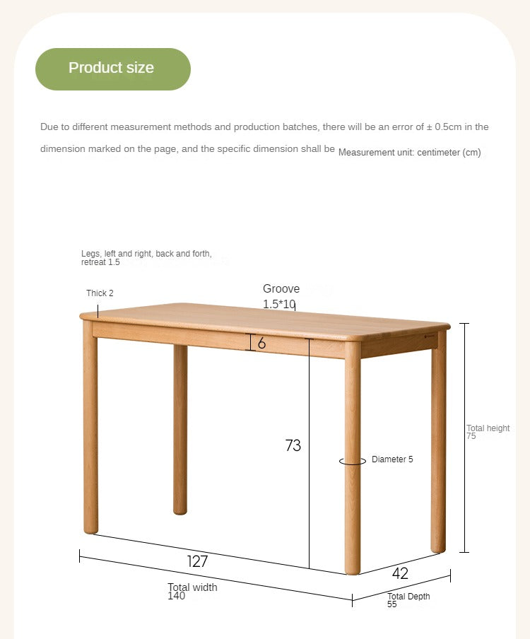 Beech, Oak Solid Wood Children's Writing Desk