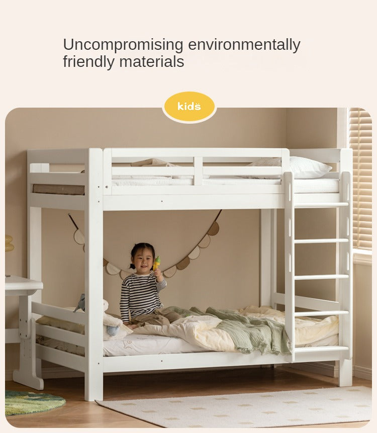 Birch Solid Wood Children's Bunk Bed Cream Style White.