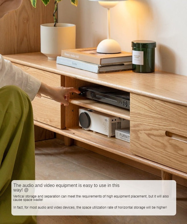 TV stand sliding doors Oak solid wood"