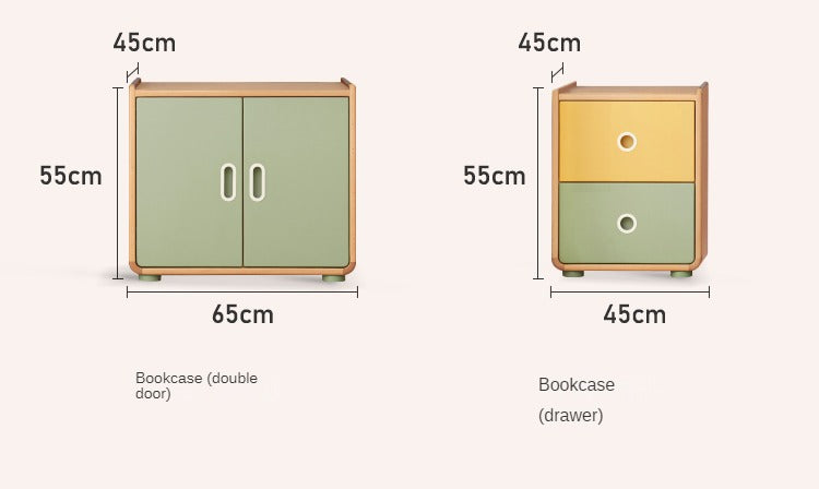 Beech solid wood children's bookcase storage cabinet -
