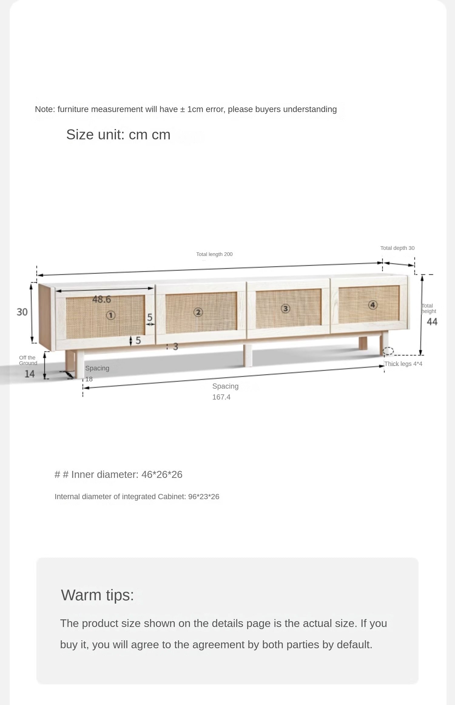 Oak Solid Wood Rattan Suspended TV Cabinet