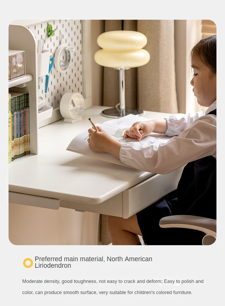 Poplar solid wood kid's Cream Style Lifting Standing desk-