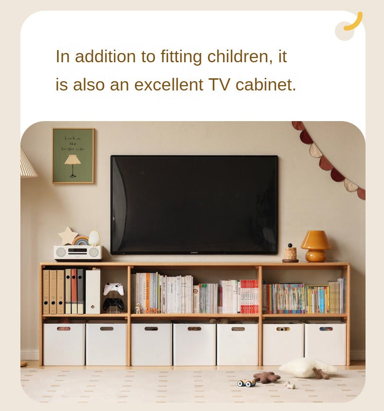 Oak Solid Wood TV Cabinet Minimalist Children's Toy Storage