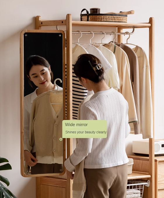 Oak Solid Wood Rack Integrated Clothes Hanger