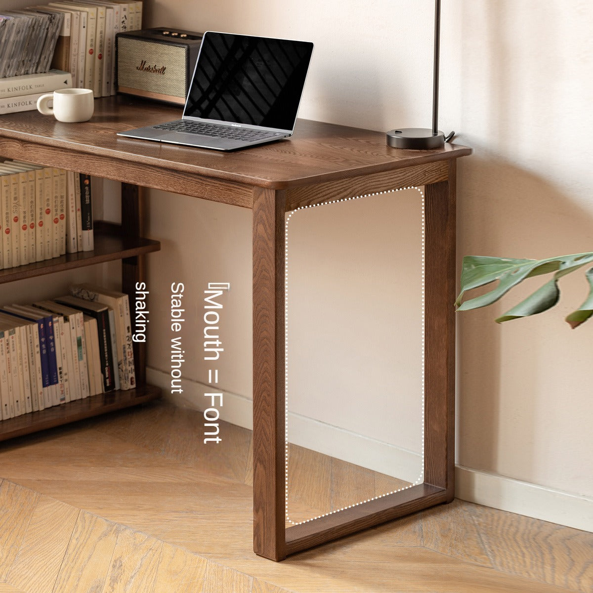 Black Walnut, Ash Solid Wood Desk Bookshelf