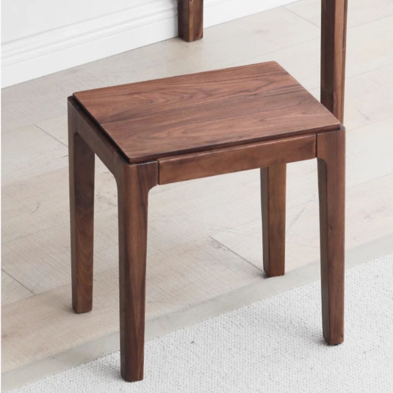 Black Walnut Solid Wood Square Nordic Makeup Stool