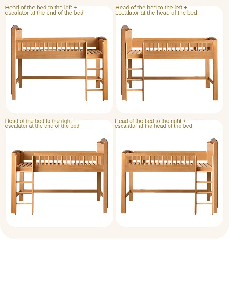 Beech Solid Wood Children's with Light Guardrail Bed