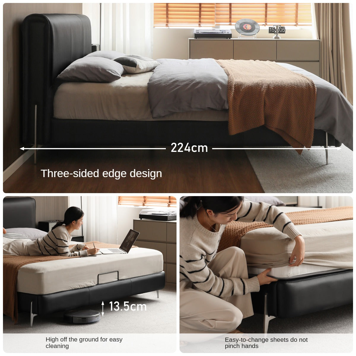 Ecological Cloud Leather High End Soft Bed Italian