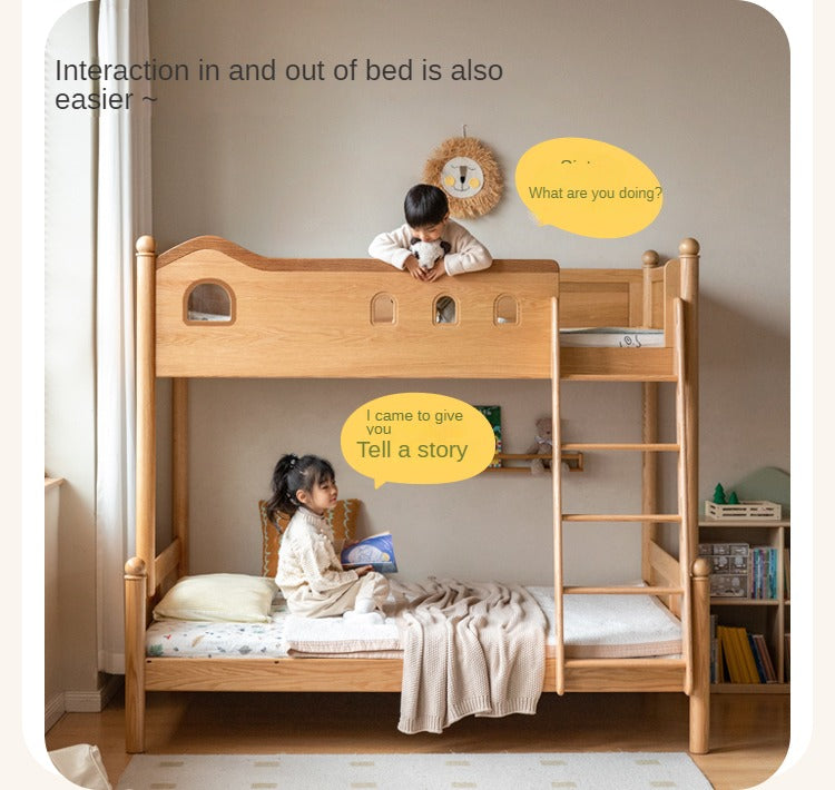 Oak Solid Wood Children's Bunk Bed.