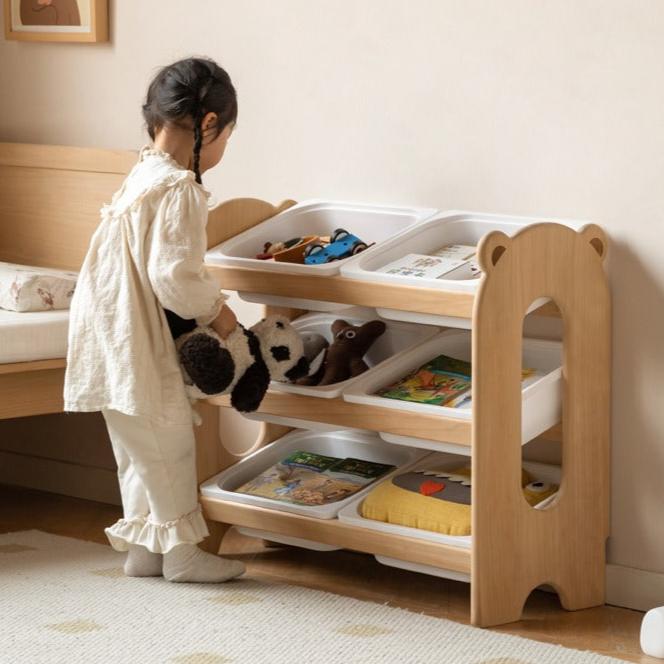 Poplar solid wood children's floor-standing multi-layer storage rack