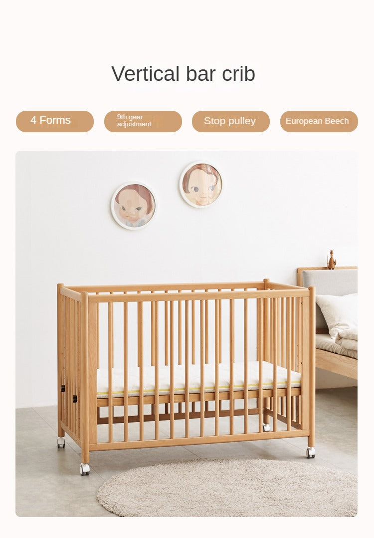 Solid wood baby bed mobile splicing multifunctional