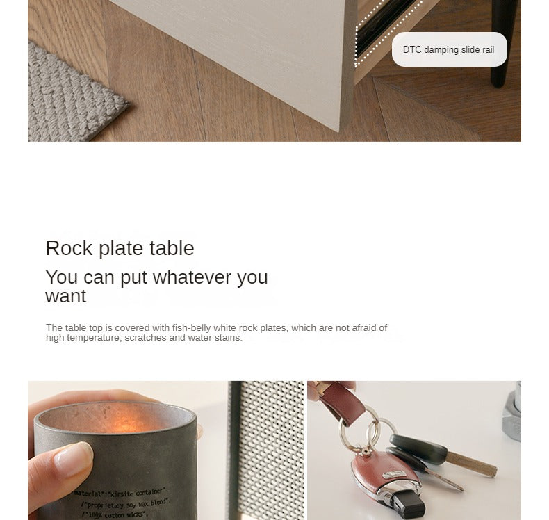 Oak Solid Wood Light Luxury Rock Plate Side Cabinet'