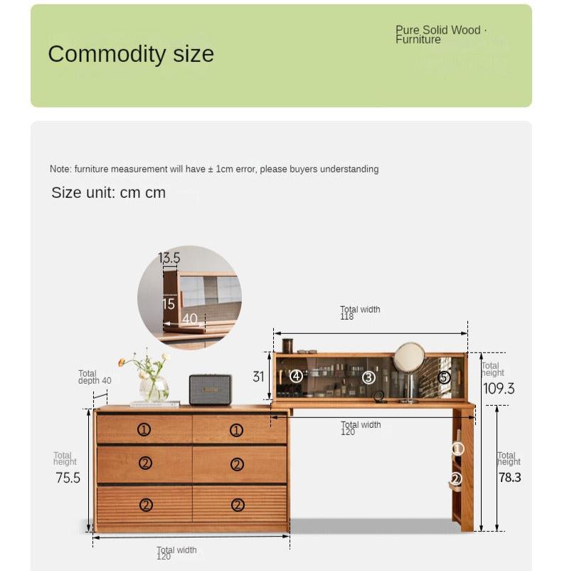 Cherry solid wood retro dressing table