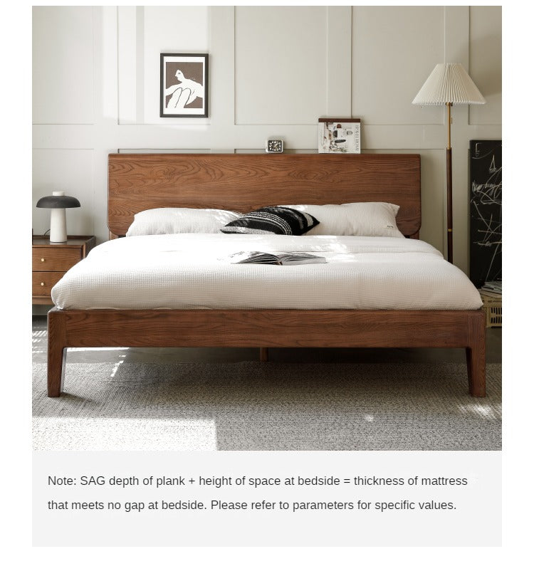 Ash, Oak solid wood bed Nordic modern simple bed<