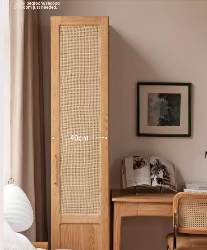 Oak Solid Wood Free Combination Wardrobe Rattan Door