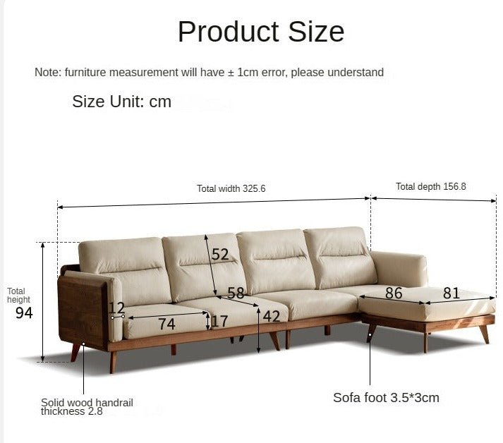 Black Walnut Solid Wood Sofa, Technology Cloth, fabric