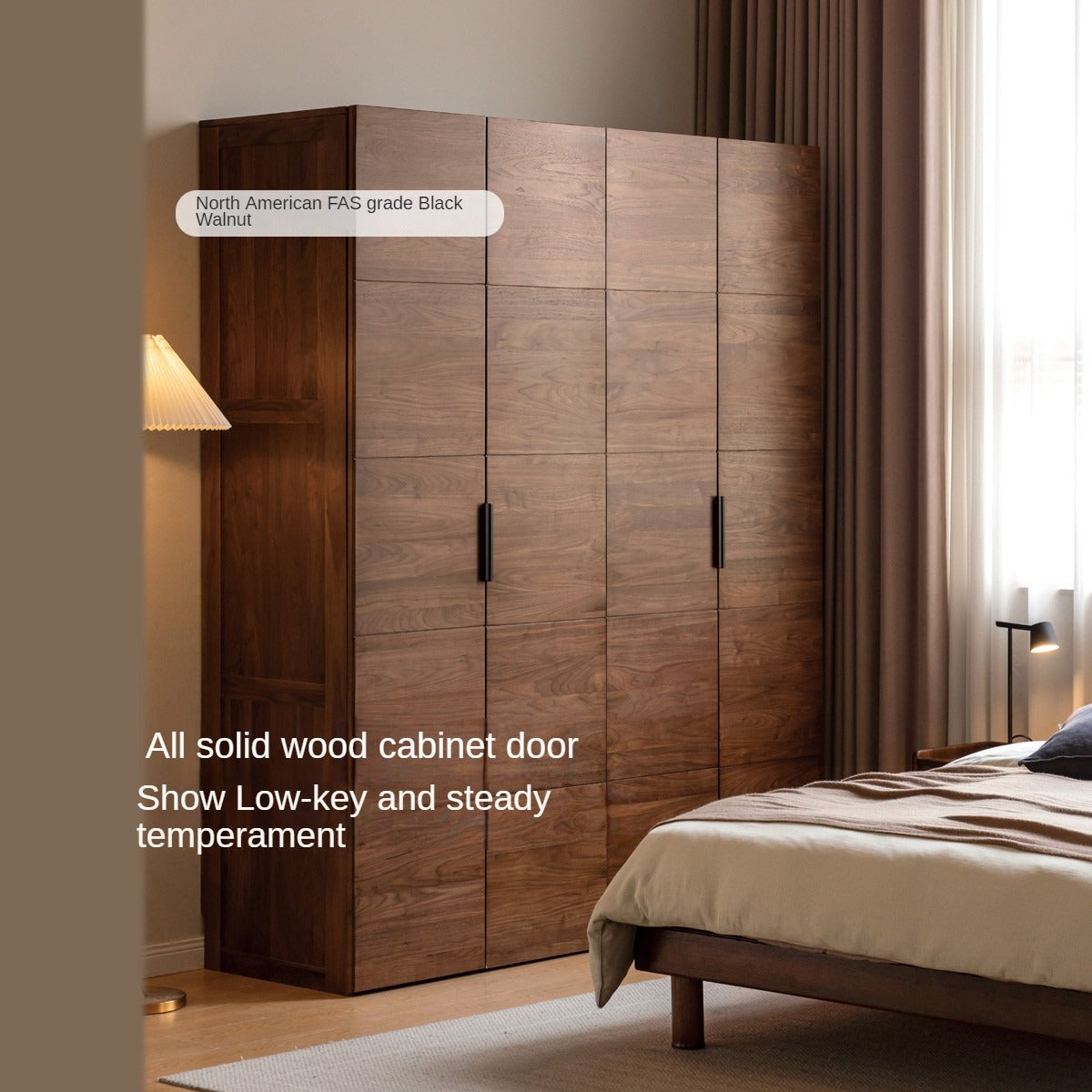 Black Walnut Solid Woo Wardrobe Combination: