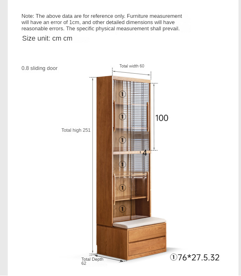Cherry Solid Wood Bookcase Combination Glass Cabinet