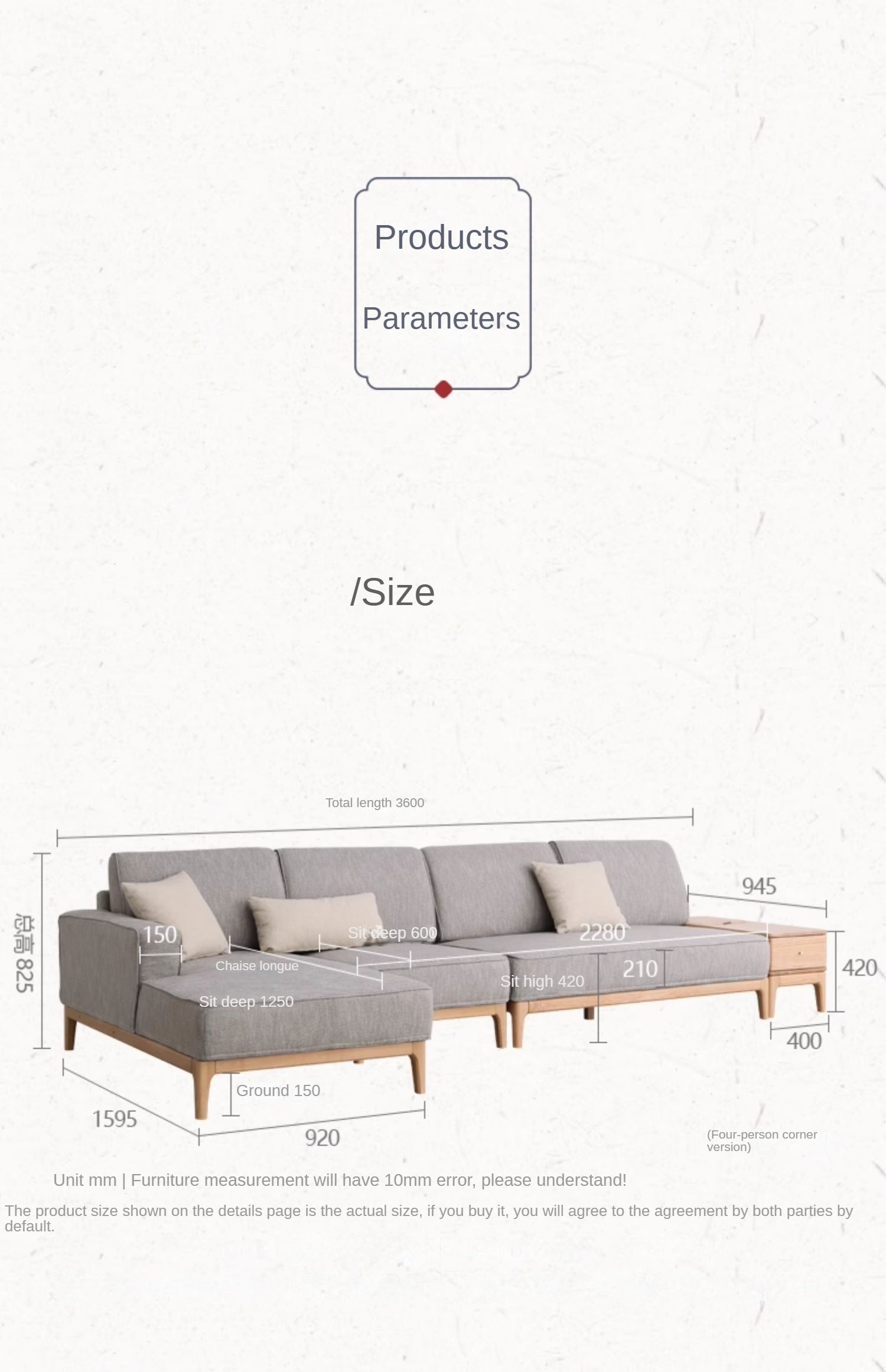 Ash Solid Wood Fabric Corner Sofa Modern Simple