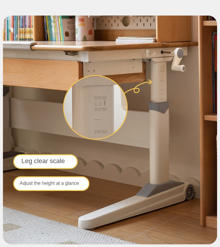 Beech Solid Wood Children's Raised and Lowered Study Table