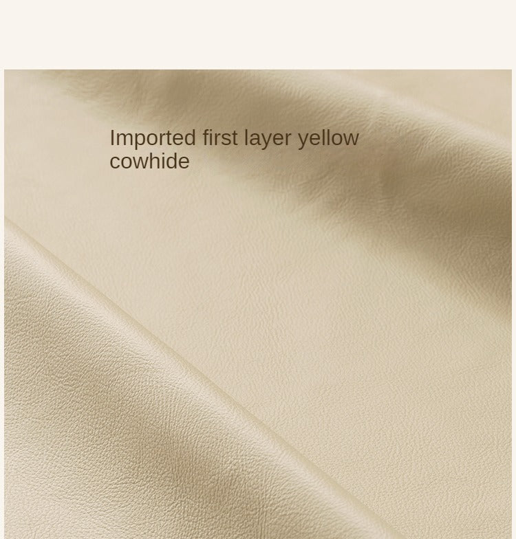 Leather Bed Cream Style First layer of yellow cowhide Bed_+