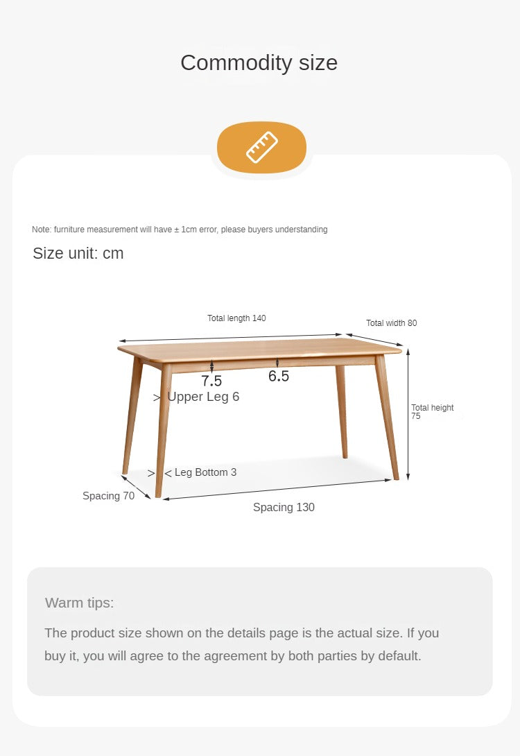 European Beech Solid Wood Modern Dining Table