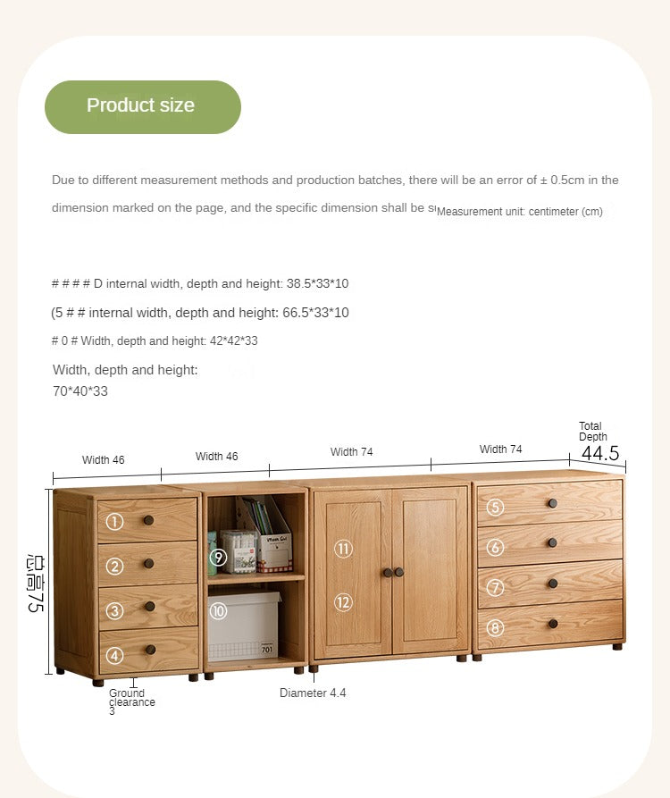 Oak solid wood Nordic modern children's chest of drawers