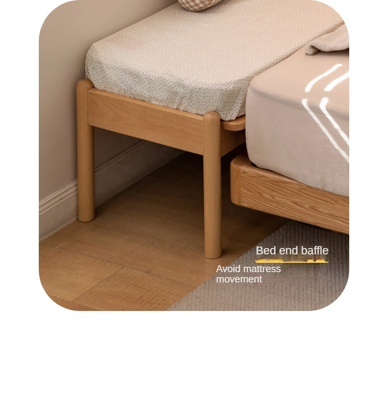 Beech Solid Wood Children's Splicing Bed with Guardrail