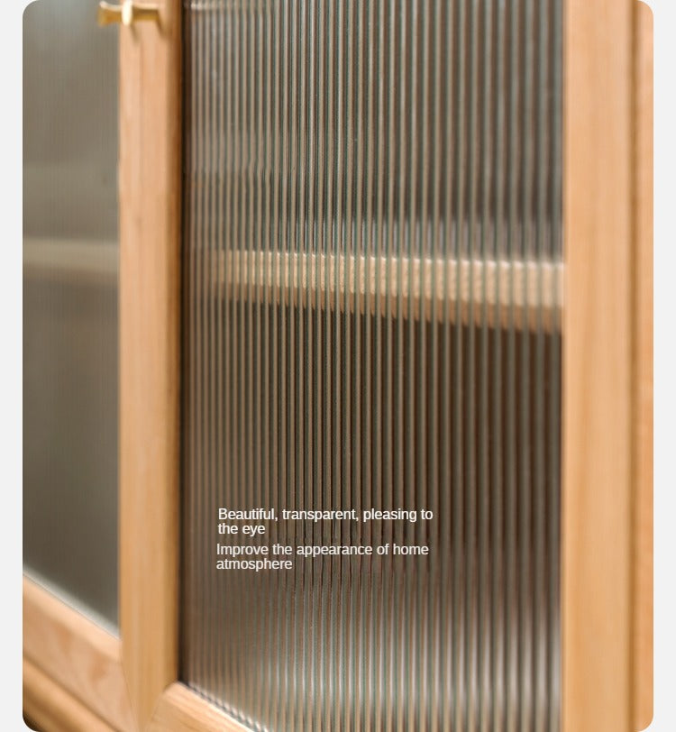 Sideboard Glass, Buffet cabinet Oak solid wood"