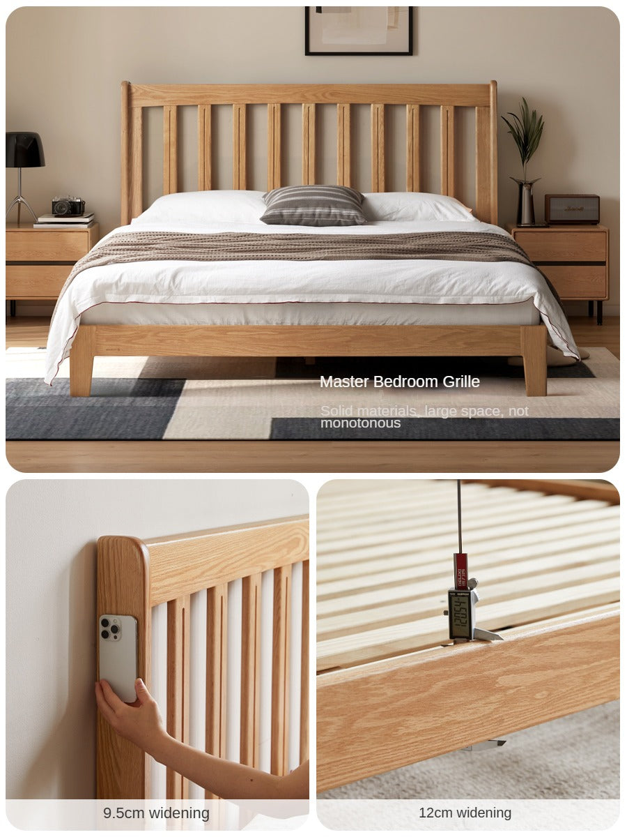 Oak Solid Wood Grille Bed Small Soft Bed