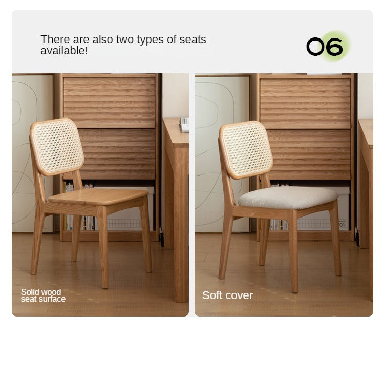 2 pcs - Oak solid wood rattan dining chair :